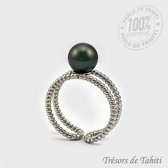 Bague Ajustable Perle De Tahiti Semi Ronde En Argent TT403 4 Bague Ajustable Perle De Tahiti Semi Ronde En Argent TT403 – Image 2