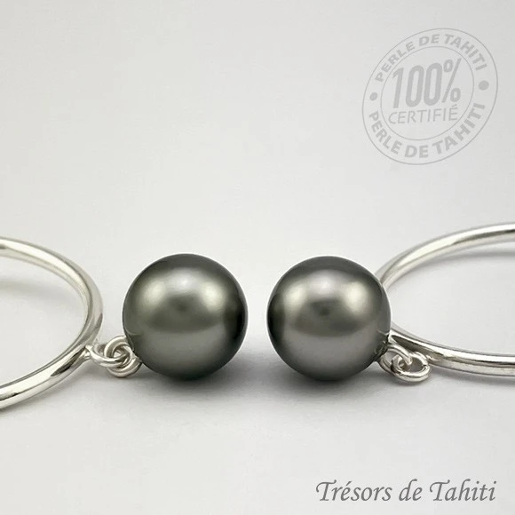 Boucles Creoles Perles De Tahiti Semi Rondes Argent TT366 4 Boucles Creoles Perles De Tahiti Semi Rondes Argent TT366 – Image 2