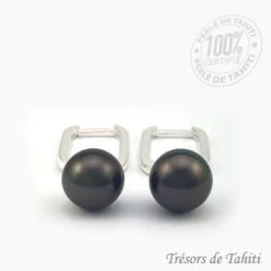 Boucles D'oreilles Perles De Tahiti Semi Rondes Argent TT385