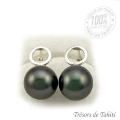 Boucles D'Oreilles Perles De Tahiti Semi Rondes Argent TT392 -Naturel Boutique boucles d oreilles perles de tahiti semi rondes argent tt392 2