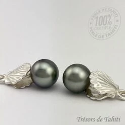 Boucles D'Oreilles Perles De Tahiti Semi Rondes Argent TT408 -Naturel Boutique boucles d oreilles perles de tahiti semi rondes argent tt408 2