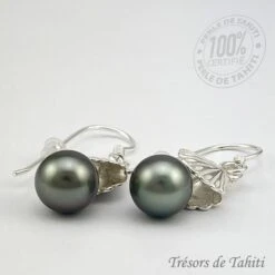 Boucles D'Oreilles Perles De Tahiti Semi Rondes Argent TT408 -Naturel Boutique boucles d oreilles perles de tahiti semi rondes argent tt408 3