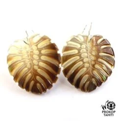 Boucles Oreilles Argent Feuilles Ape Nacre Tahiti Bou3