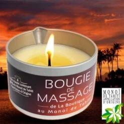 Bougie De Massage Au Monoi Ao Tahiti Parfum Paradis 150g -Naturel Boutique bougie de massage au monoi ao tahiti parfum paradis 150g 2