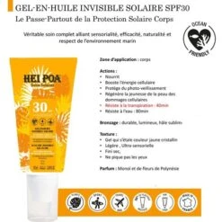 Gel En Huile Solaire Invisible 100mL Monoi Hei Poa SPF30 -Naturel Boutique gel en huile invisible 100ml monoi hei poa spf30 3