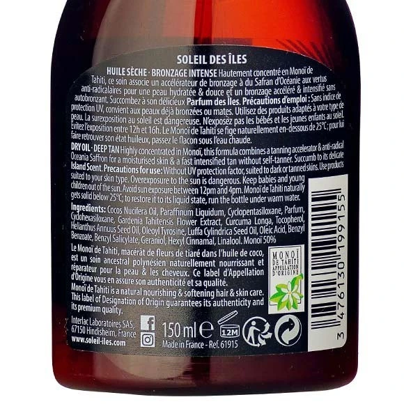 Huile Seche Monoi 50% Soleil Des Iles + Accelerateur Rea 150ml 4 Huile Seche Monoi 50% Soleil Des Iles + Accelerateur Rea 150ml – Image 2