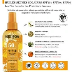Huile Seche Solaire 150mL Monoi Hei Poa SPF50 -Naturel Boutique huile seche solaire monoi 150ml hei poa spf50 3