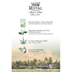 Monoi Royal Tahiti Cbd Parfum Fleur De Chanvre Verre 100ml -Naturel Boutique monoi royal tahiti cbd parfum fleur de chanvre verre 100ml 3
