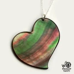 Pendentif Coeur De Nacre Prokop Tahiti Chaine Argent CR2