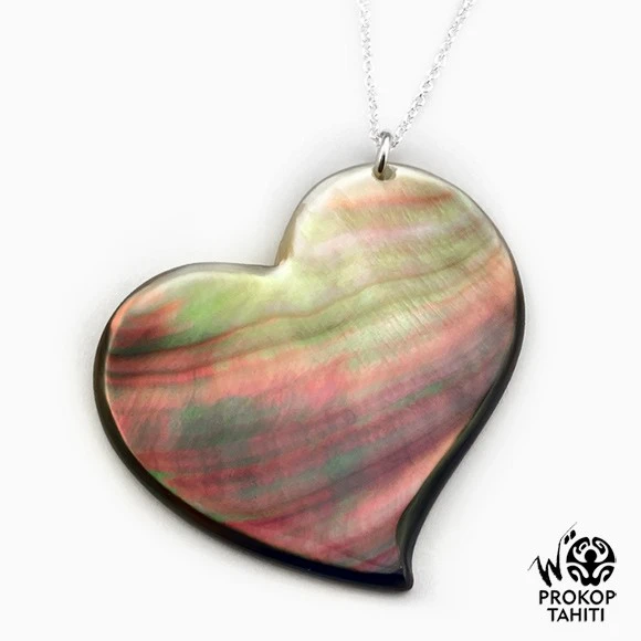 Pendentif Coeur De Nacre Prokop Tahiti Chaine Argent CR5 3 Pendentif Coeur De Nacre Prokop Tahiti Chaine Argent CR5