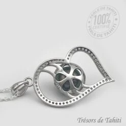 Pendentif Coeur De Perle De Tahiti Chaine Argent TT423 -Naturel Boutique pendentif coeur de perle de tahiti chaine argent tt423 2