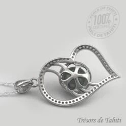 Pendentif Coeur De Perle De Tahiti Chaine Argent TT424 -Naturel Boutique pendentif coeur de perle de tahiti chaine argent tt424 2