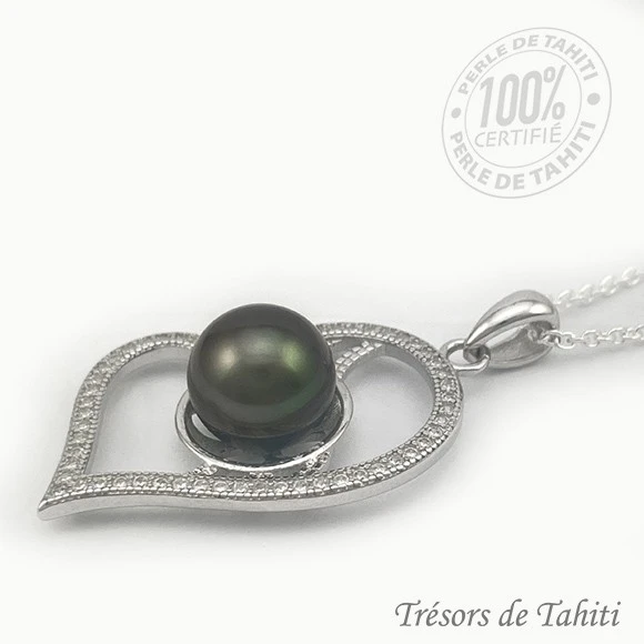 Pendentif Coeur De Perle De Tahiti Chaine Argent TT425 4 Pendentif Coeur De Perle De Tahiti Chaine Argent TT425 – Image 2