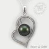 Pendentif Coeur De Perle De Tahiti Chaine Argent TT425