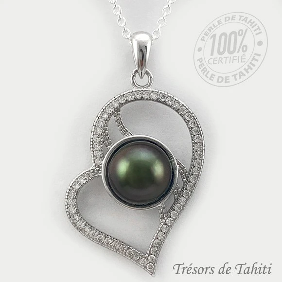 Pendentif Coeur De Perle De Tahiti Chaine Argent TT425 3 Pendentif Coeur De Perle De Tahiti Chaine Argent TT425