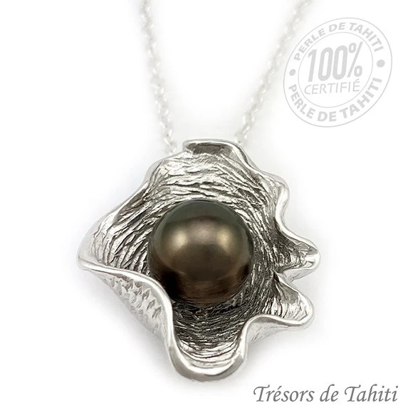 Pendentif Perle De Tahiti Coquillage Chaine Argent TT393 4 Pendentif Perle De Tahiti Coquillage Chaine Argent TT393 – Image 2