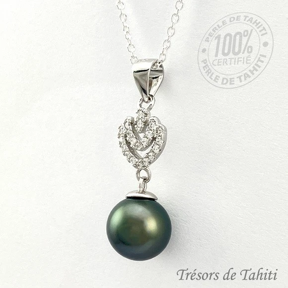 Pendentif Perle De Tahiti Semi Ronde Chaine Argent TT217 4 Pendentif Perle De Tahiti Semi Ronde Chaine Argent TT217 – Image 2