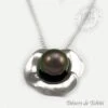 Pendentif Perle De Tahiti Fleur Chaine Argent TT381 -Naturel Boutique pendentif perle de tahiti semi ronde chaine argent tt381