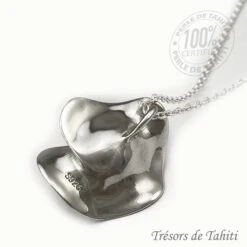 Pendentif Perle De Tahiti Fleur Chaine Argent TT381 -Naturel Boutique pendentif perle de tahiti semi ronde chaine argent tt381 2