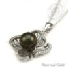 Pendentif Perle De Tahiti Fleur Chaine Argent TT382 -Naturel Boutique pendentif perle de tahiti semi ronde chaine argent tt382