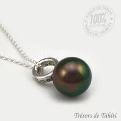 Pendentif Perle De Tahiti Semi Ronde Chaine Argent TT394 -Naturel Boutique pendentif perle de tahiti semi ronde chaine argent tt394 2