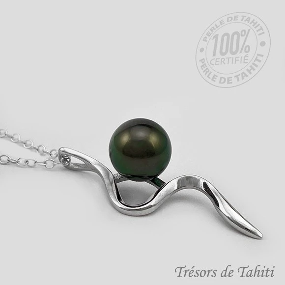 Pendentif Perle De Tahiti Semi Ronde Chaine Argent TT398 4 Pendentif Perle De Tahiti Semi Ronde Chaine Argent TT398 – Image 2