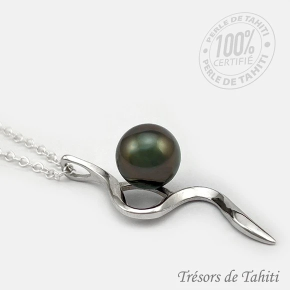 Pendentif Perle De Tahiti Semi Ronde Chaine Argent TT399 4 Pendentif Perle De Tahiti Semi Ronde Chaine Argent TT399 – Image 2