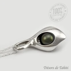 Pendentif Perle De Tahiti Semi Ronde Chaine Argent TT422 -Naturel Boutique pendentif perle de tahiti semi ronde chaine argent tt422 3