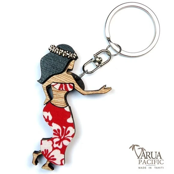 Porte Cles Bois Varua Pacific Danseuse Pareo Rouge Pc4 3 Porte Cles Bois Varua Pacific Danseuse Pareo Rouge Pc4